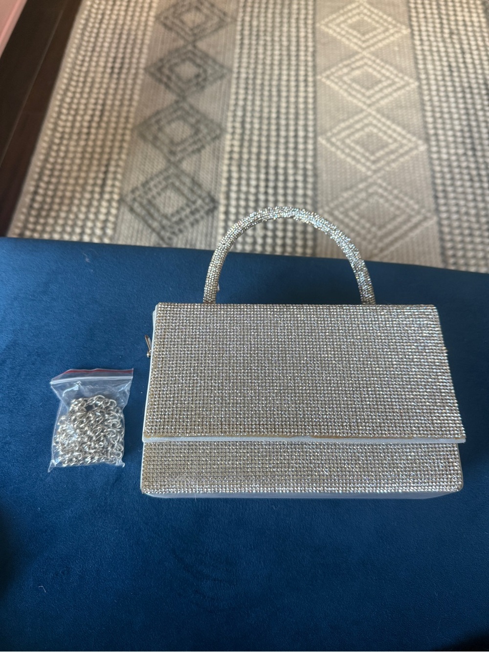 Silver Crystal Evening Top-Handle Bag